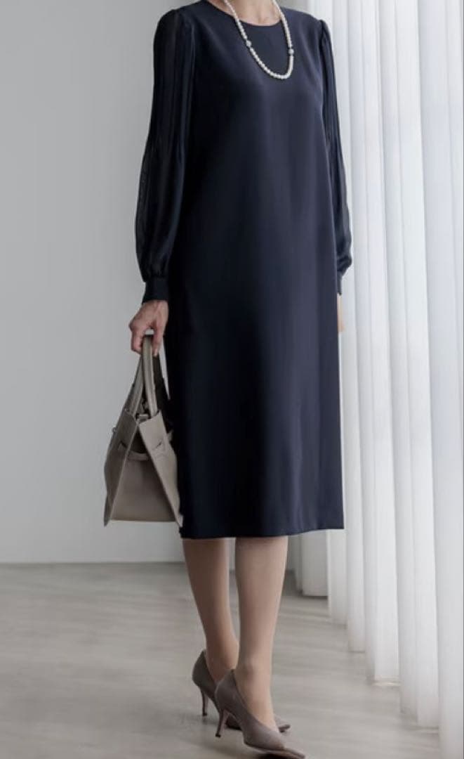 新品　23区　トリアセテートシフォンスリーブ ワンピース 38