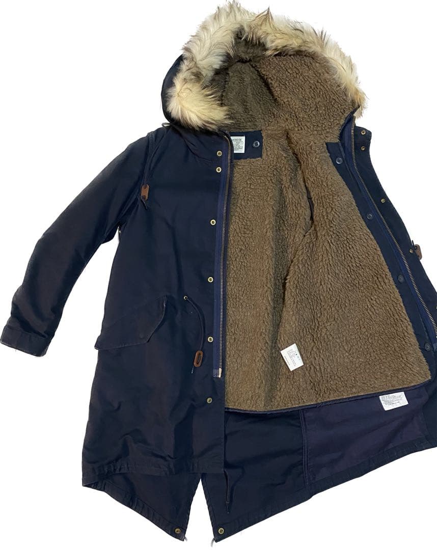 AMERICAN RAG CIE モッズコート　2WAYファー付き　　ネイビー