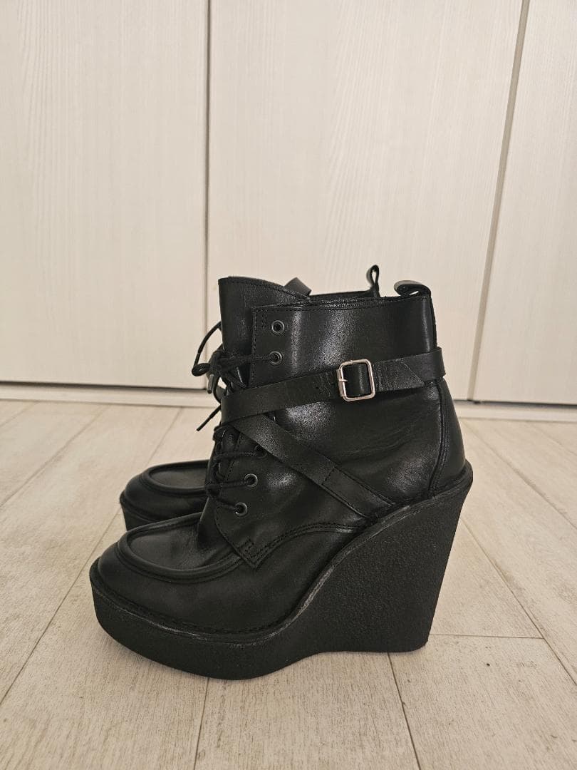 Pierre Hardy レザー ウェッジブーツ 黒 40 本革 ショートブーツ