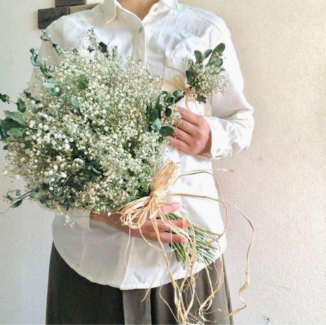 かすみ草　ブーケ　ブートニア　ウェディングブーケ　前撮り