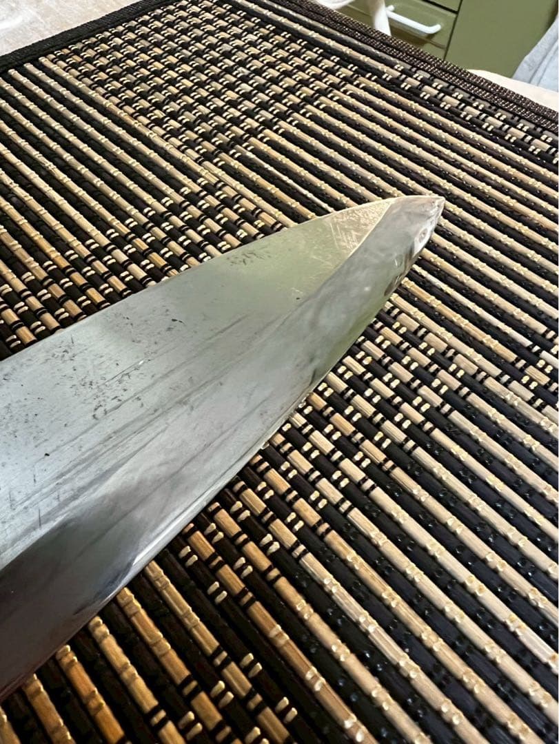 二正明　大出刃包丁　白鋼　刃渡り約21センチ