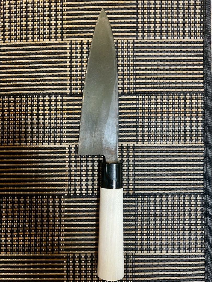 二正明　大出刃包丁　白鋼　刃渡り約21センチ