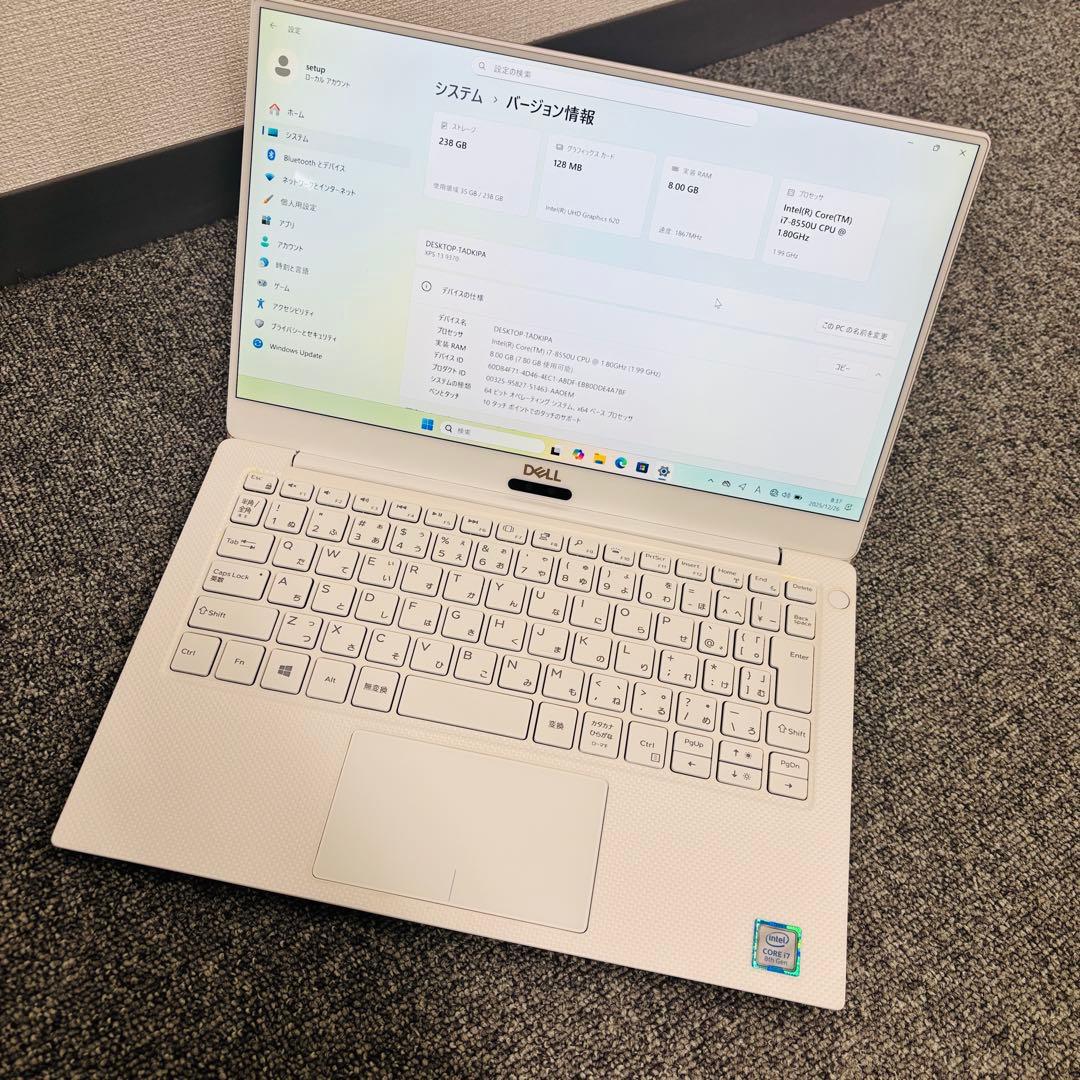 Windowsノート本体 4K DELL XPS 13 (9370) Core i7/8GB/SSD256