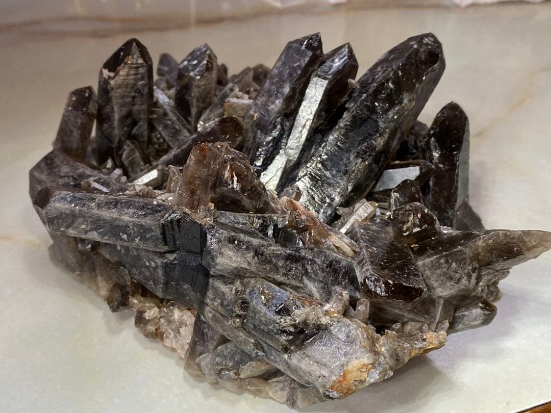 T1030-29ブラジル産水晶結晶モリオンスモーキークォーツ原石クラスター黒水晶