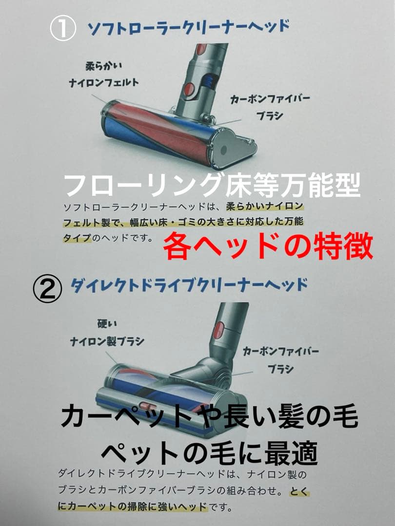 ダイソン②V10SV12 ２ヘッドから選択　２本のパイプ付　補強型トリガー装着