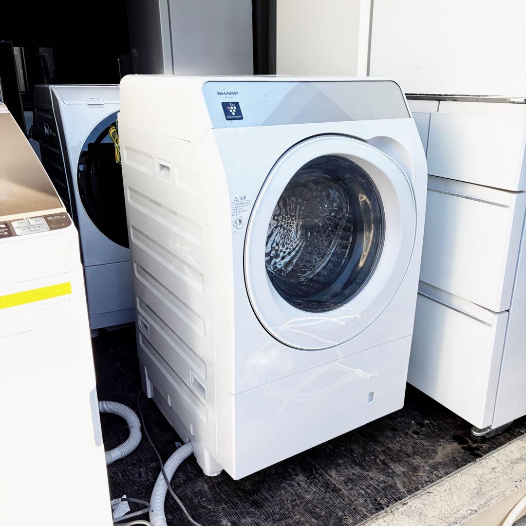 60運搬取付無料！クリスタルホワイト純正SHARPドラム洗濯乾燥機！完動品超美品