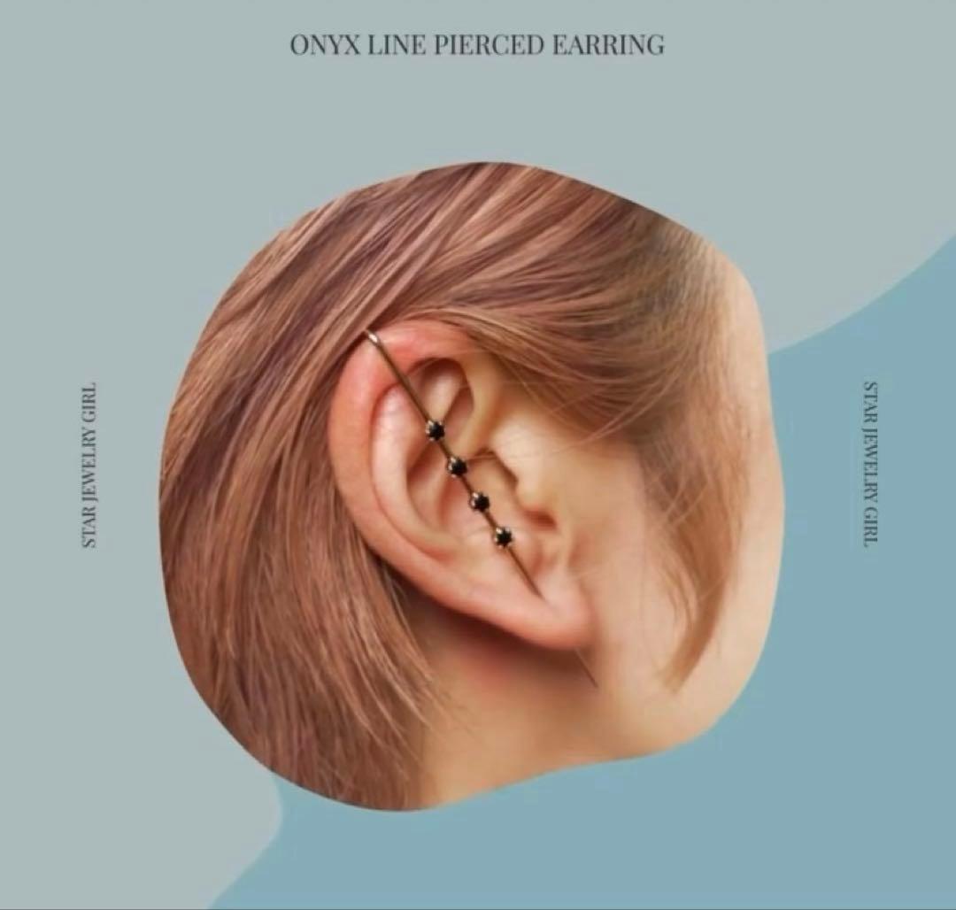 STAR JEWELRY GIRL K10ゴールド ラインピアス　オニキス