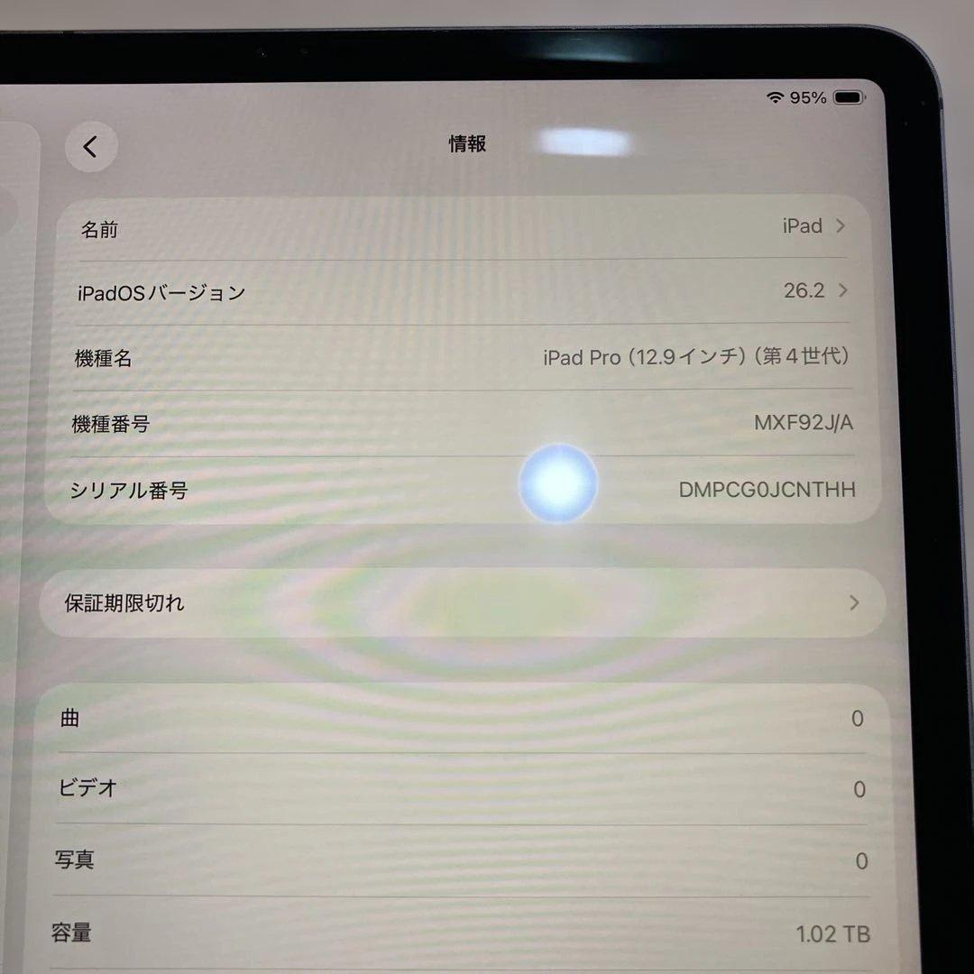 iPad Pro 12.9 第4世代 Cellular 1TB グレー 84%