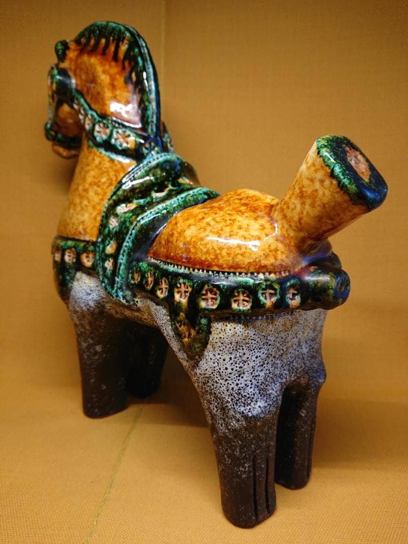 【美品】ウマ　馬　陶器　イタリア　置物　インテリア　工芸品　美術品　A3393