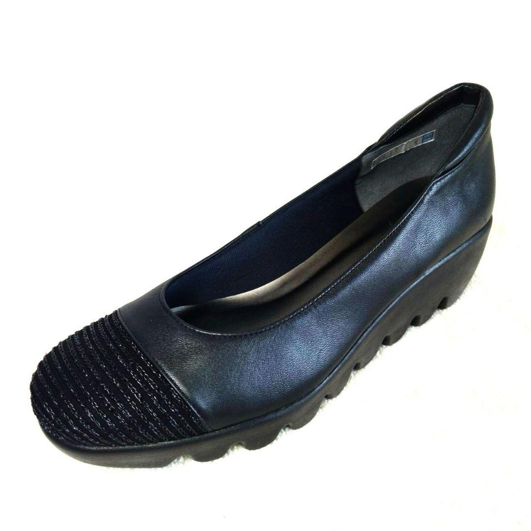 新品！ヒルズアベニュー 黒 ウエーブソール コンフォートシューズ 23.5cm