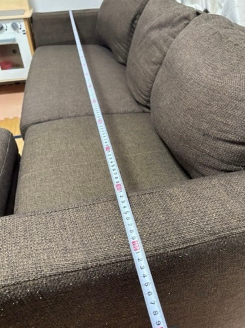 ブラウン カウチソファ 約180cm