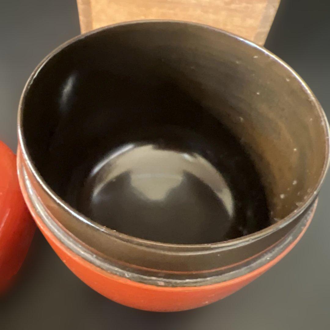 蒔絵　朱中棗　塗師　湯洲　茶道具　抹茶器　煎茶器　共箱