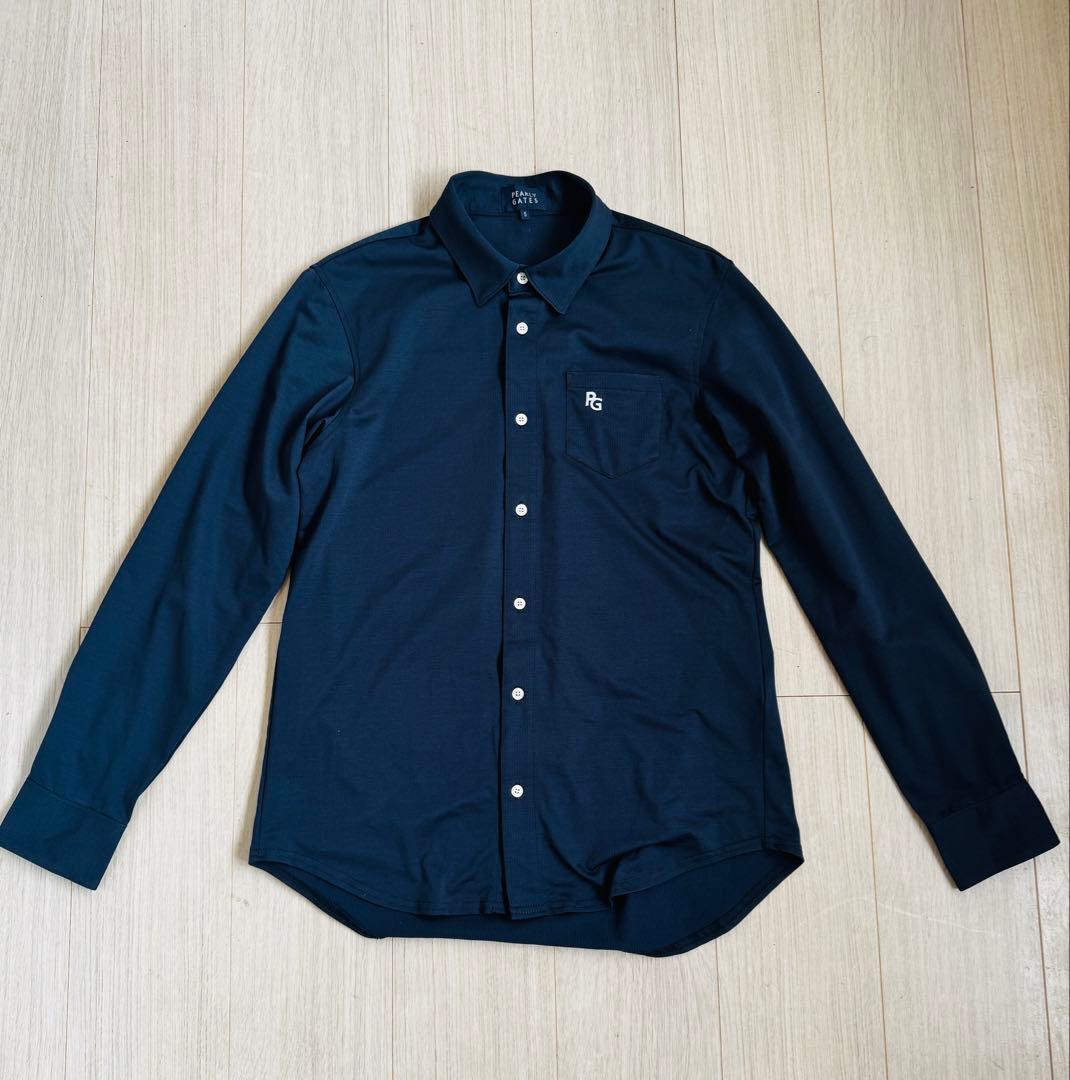 PEARLY GATES ストライプジャガード長袖カットソーシャツ