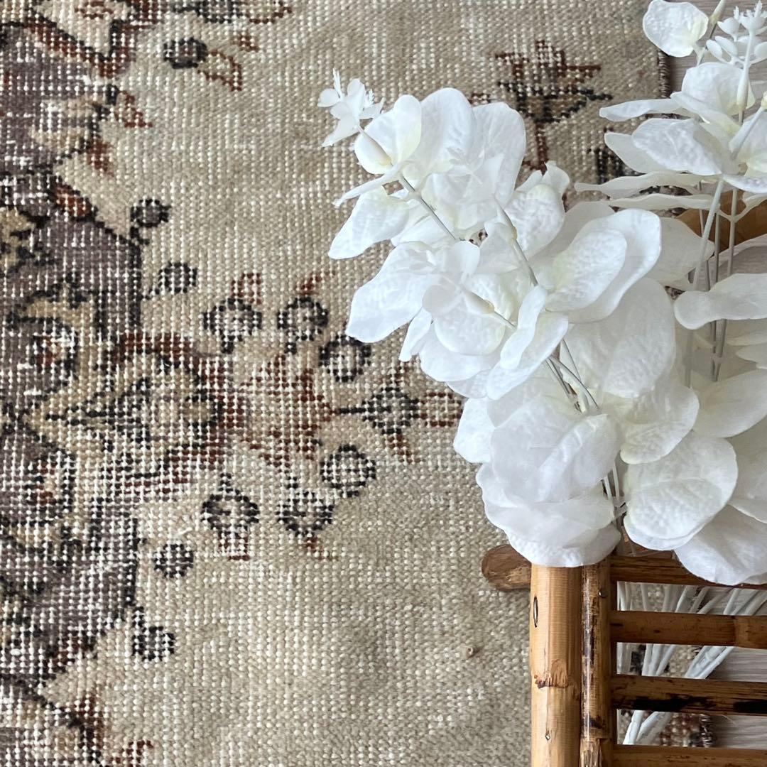 カフェオレベージュ54×220ブラウン　超ロングランナー　トルコヴィンテージラグ