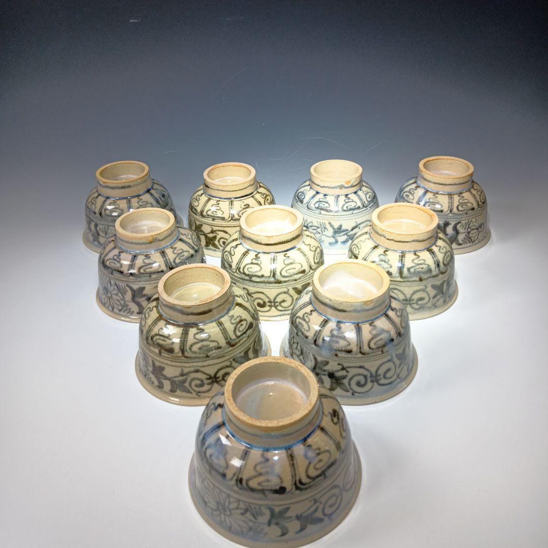 値下げ茶道具　楽山窯造　安南数茶碗10客　 美品　共箱