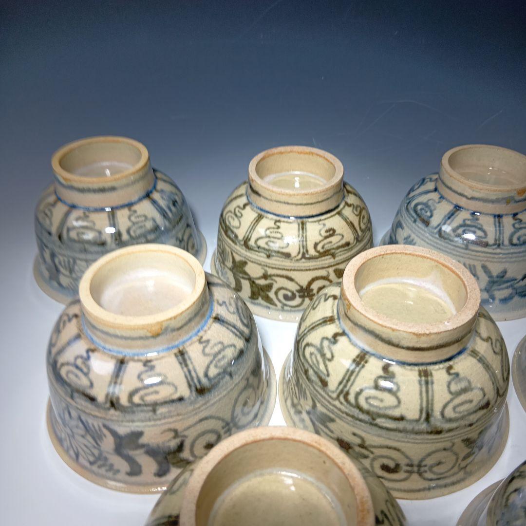 値下げ茶道具　楽山窯造　安南数茶碗10客　 美品　共箱