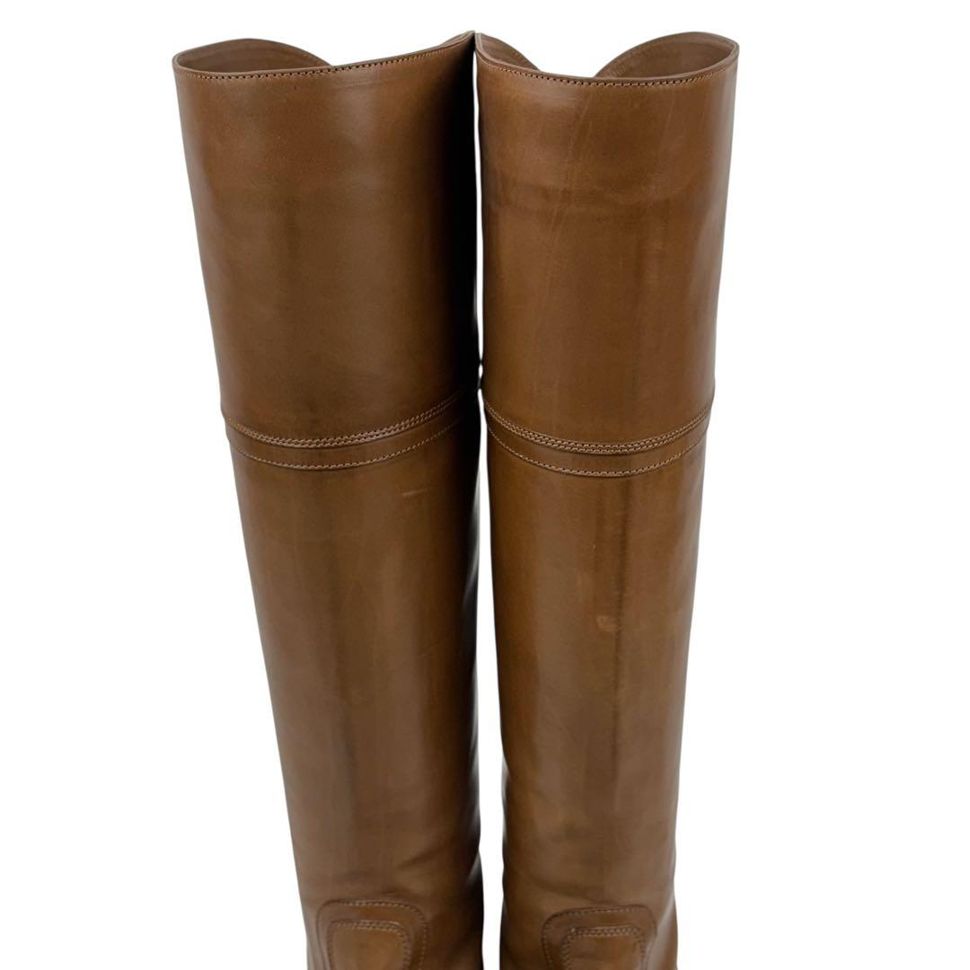 【使用感少】SARTORE サルトル　24cm 37 ロングブーツ　ブラウン