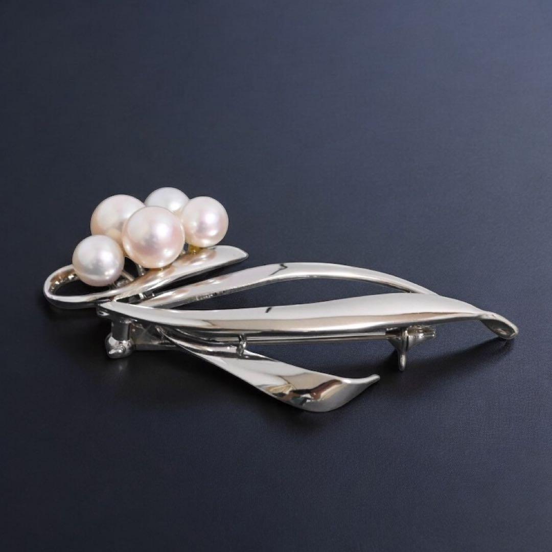 【未使用保管品】ミキモト　アコヤ　パール　シルバー　ブローチ　コサージュ　本真珠