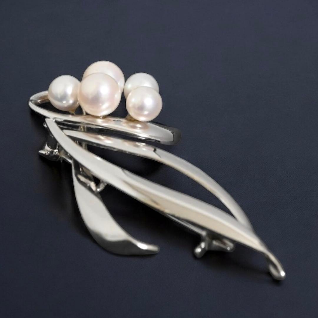 【未使用保管品】ミキモト　アコヤ　パール　シルバー　ブローチ　コサージュ　本真珠