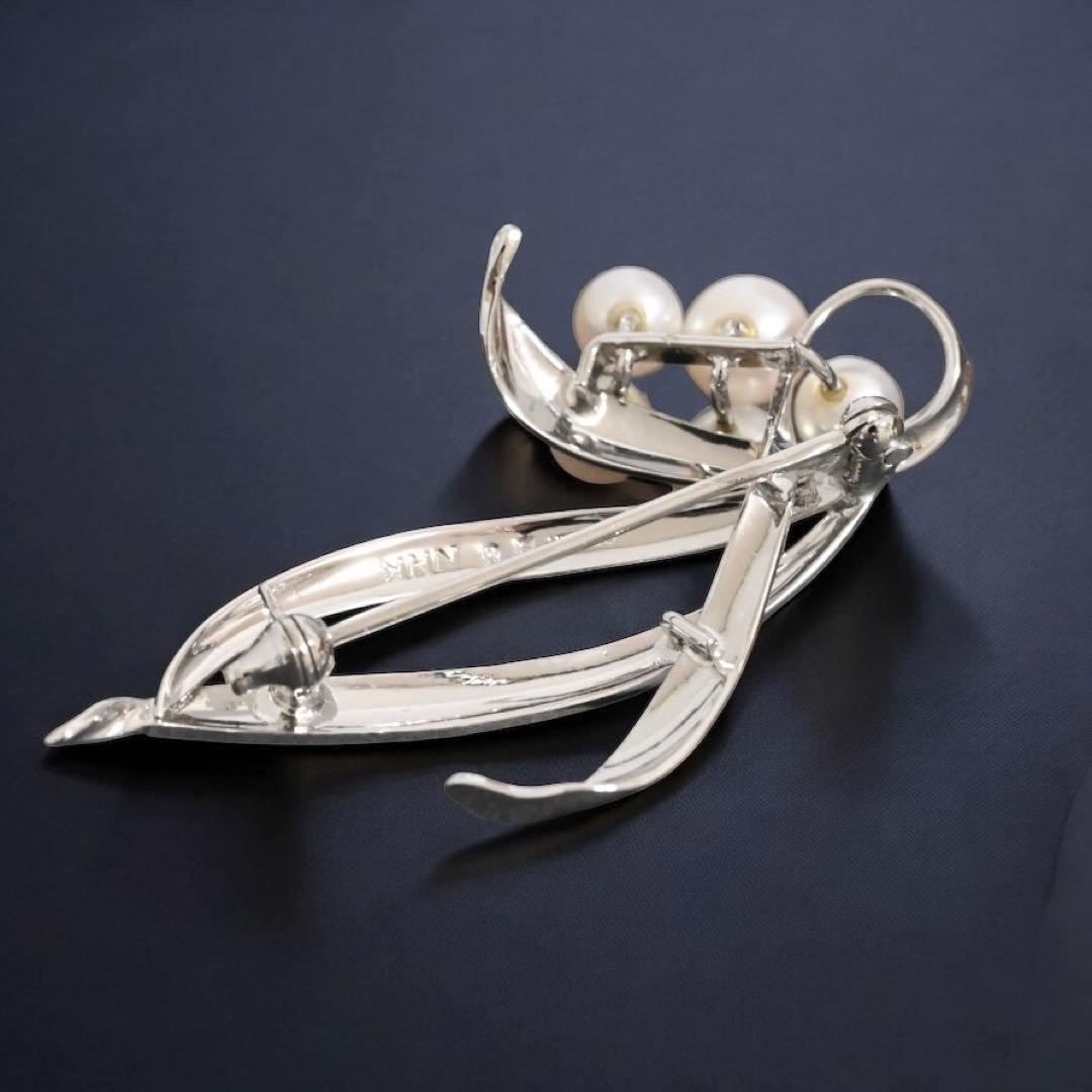 【未使用保管品】ミキモト　アコヤ　パール　シルバー　ブローチ　コサージュ　本真珠