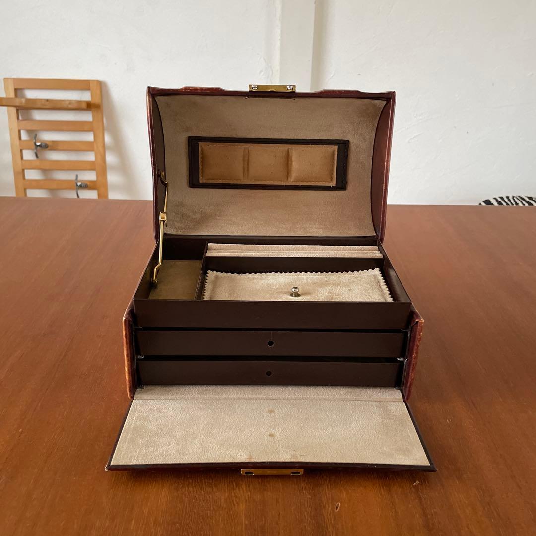 アンティーク　ジュエリーボックス　アクセサリー　収納　レザー　本革　ヴィンテージ