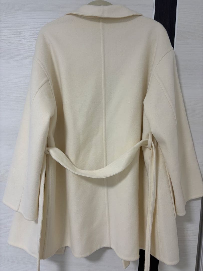 SLOBE IENA SUPER140 ダブルフェイスベルテッドコート　ホワイト