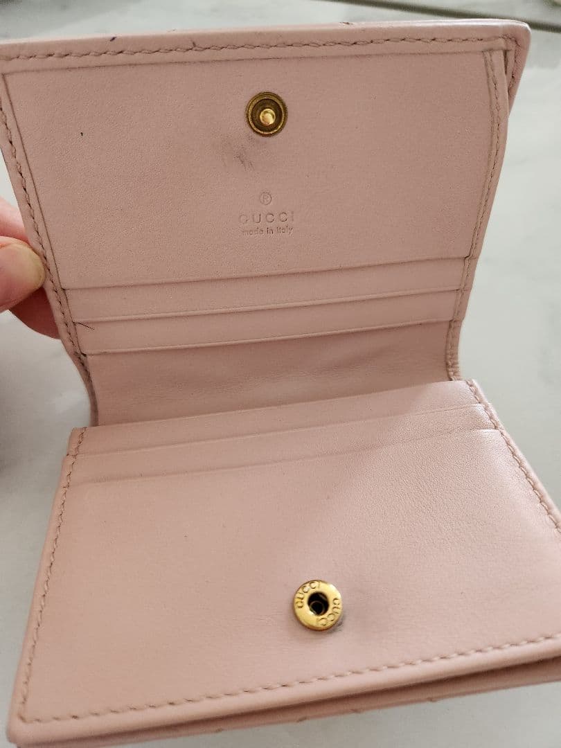 【正規品保証】GUCCI　名刺入れ　GG　マーモント　ピンク　キルティング
