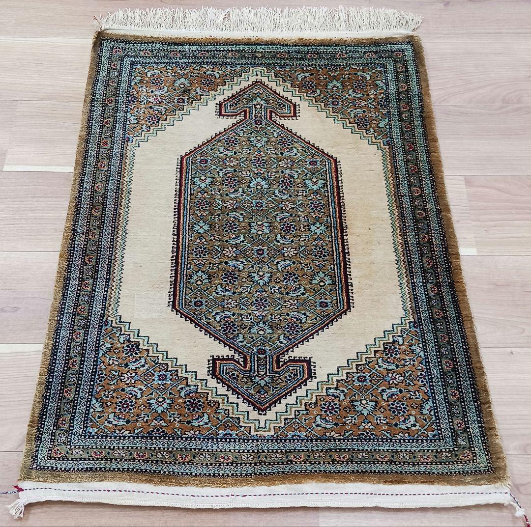 Y3346 高級ペルシャ絨毯 イラン シルク100% 手織り72万ノット