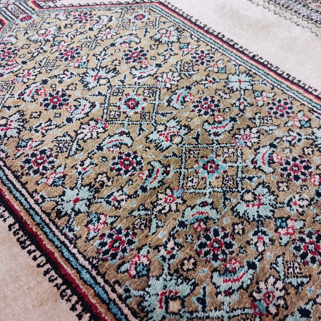 Y3346 高級ペルシャ絨毯 イラン シルク100% 手織り72万ノット