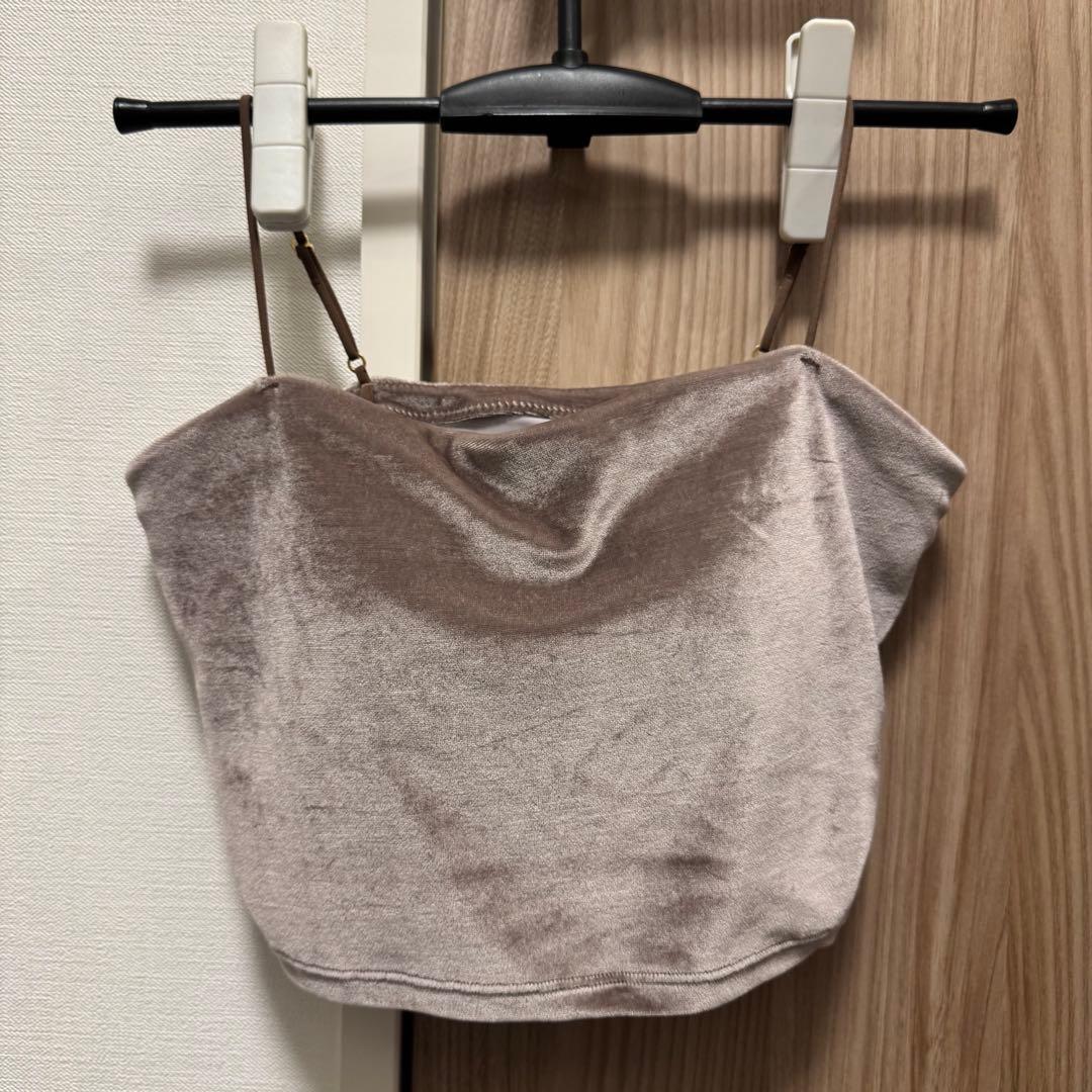 OURWACOAL anuansカップインベロアショートキャミソール