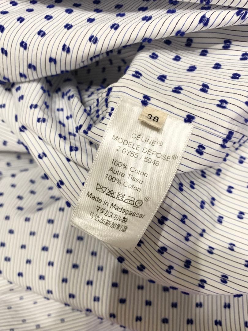 セリーヌ　フィービー　ドット　刺繍　長袖　シャツ　プルオーバー　CELINE