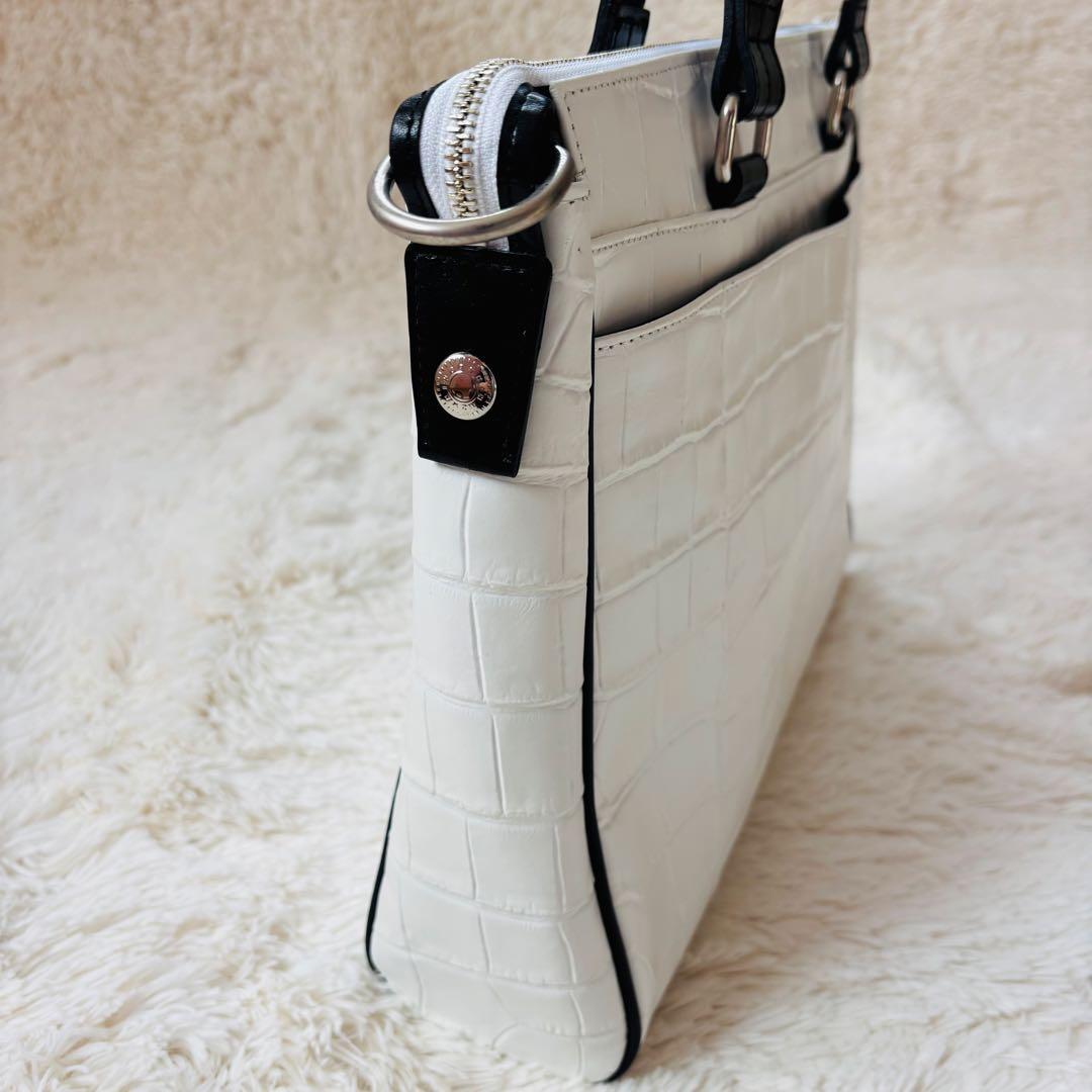 Samantha KINGZ クロコダイル　ホワイト　ビジネスバッグ A4