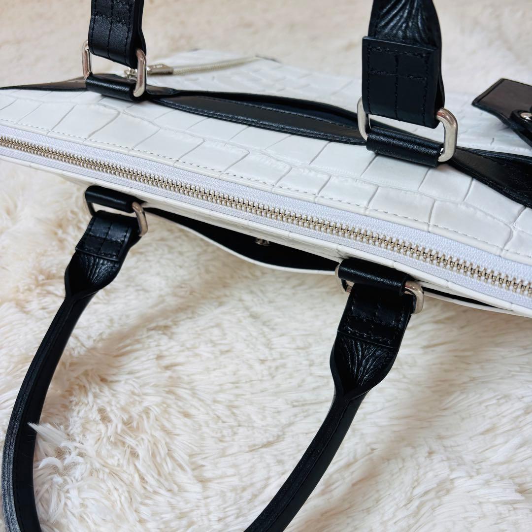 Samantha KINGZ クロコダイル　ホワイト　ビジネスバッグ A4