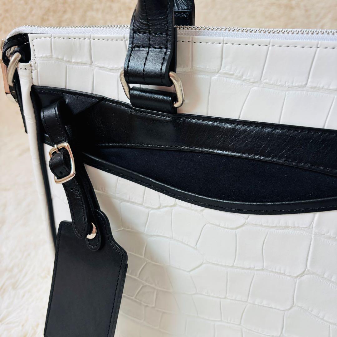 Samantha KINGZ クロコダイル　ホワイト　ビジネスバッグ A4