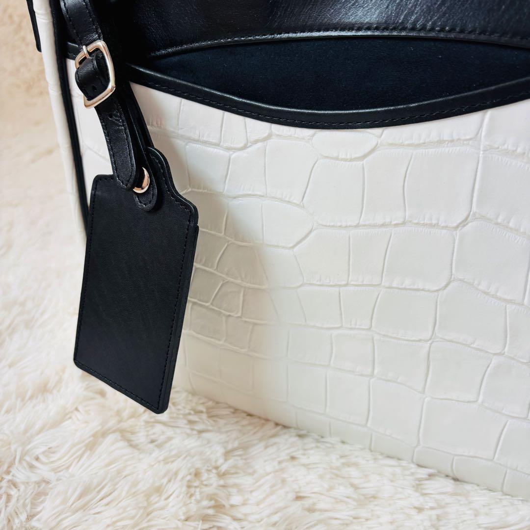 Samantha KINGZ クロコダイル　ホワイト　ビジネスバッグ A4