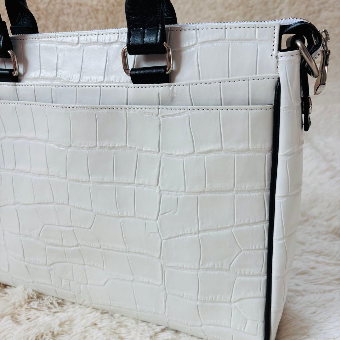 Samantha KINGZ クロコダイル　ホワイト　ビジネスバッグ A4