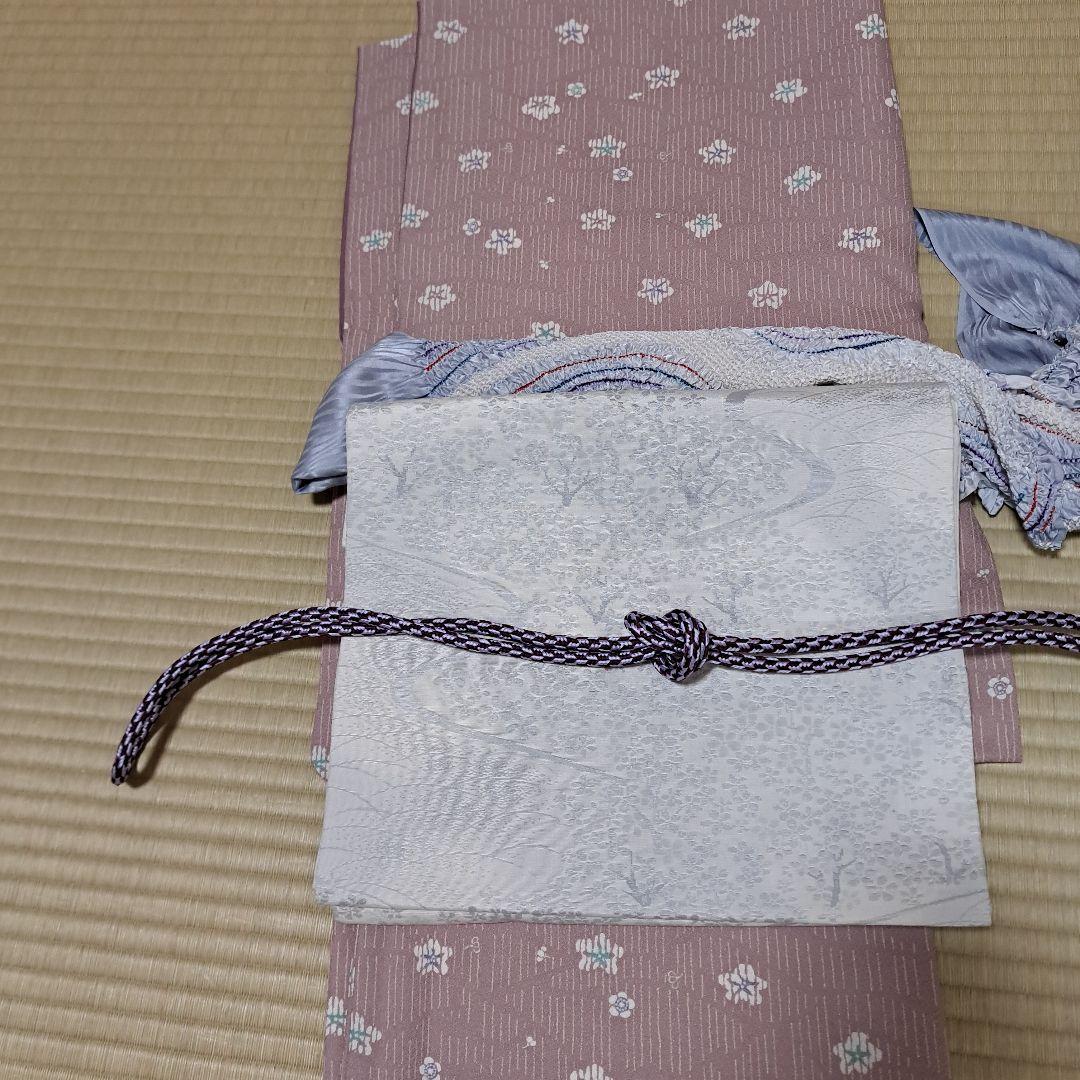 おにぎり21　洗える着物+名古屋帯　裄66　肩身丈164　+帯揚げ、帯締め