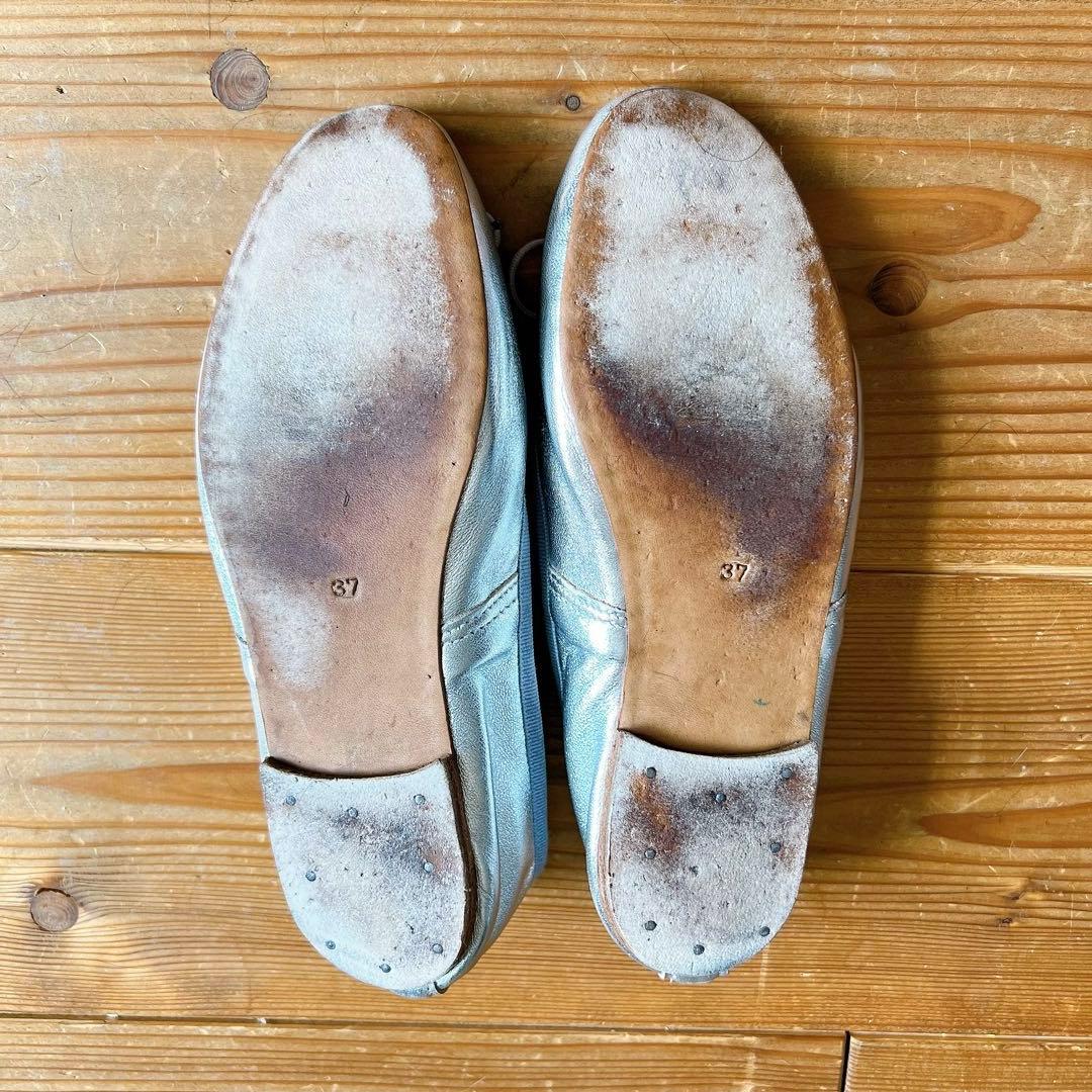 【E.PORSELLI】ポルセリ メタリックバレエシューズ シルバー 37