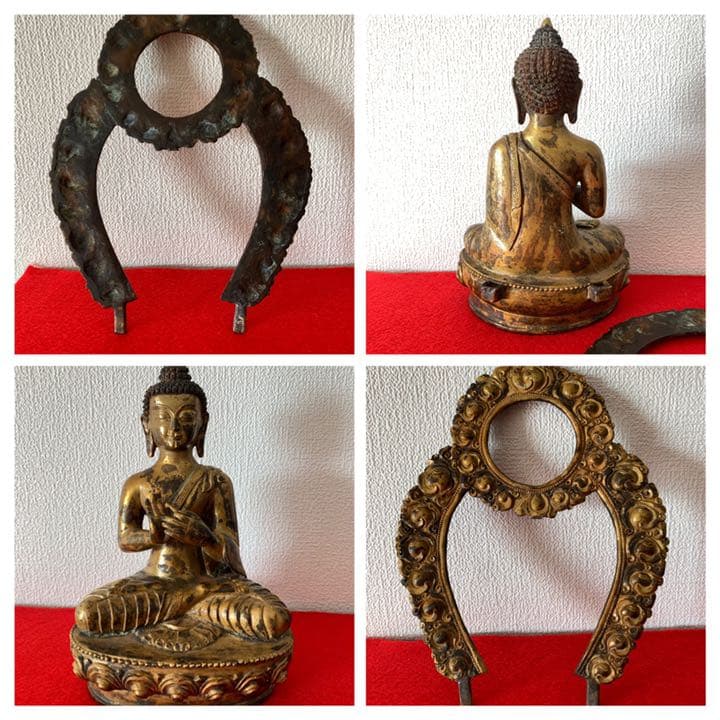 仏教美術 釈迦牟尼仏　鍍金仏　古銅　座像，東洋彫刻 木箱 XG3-10