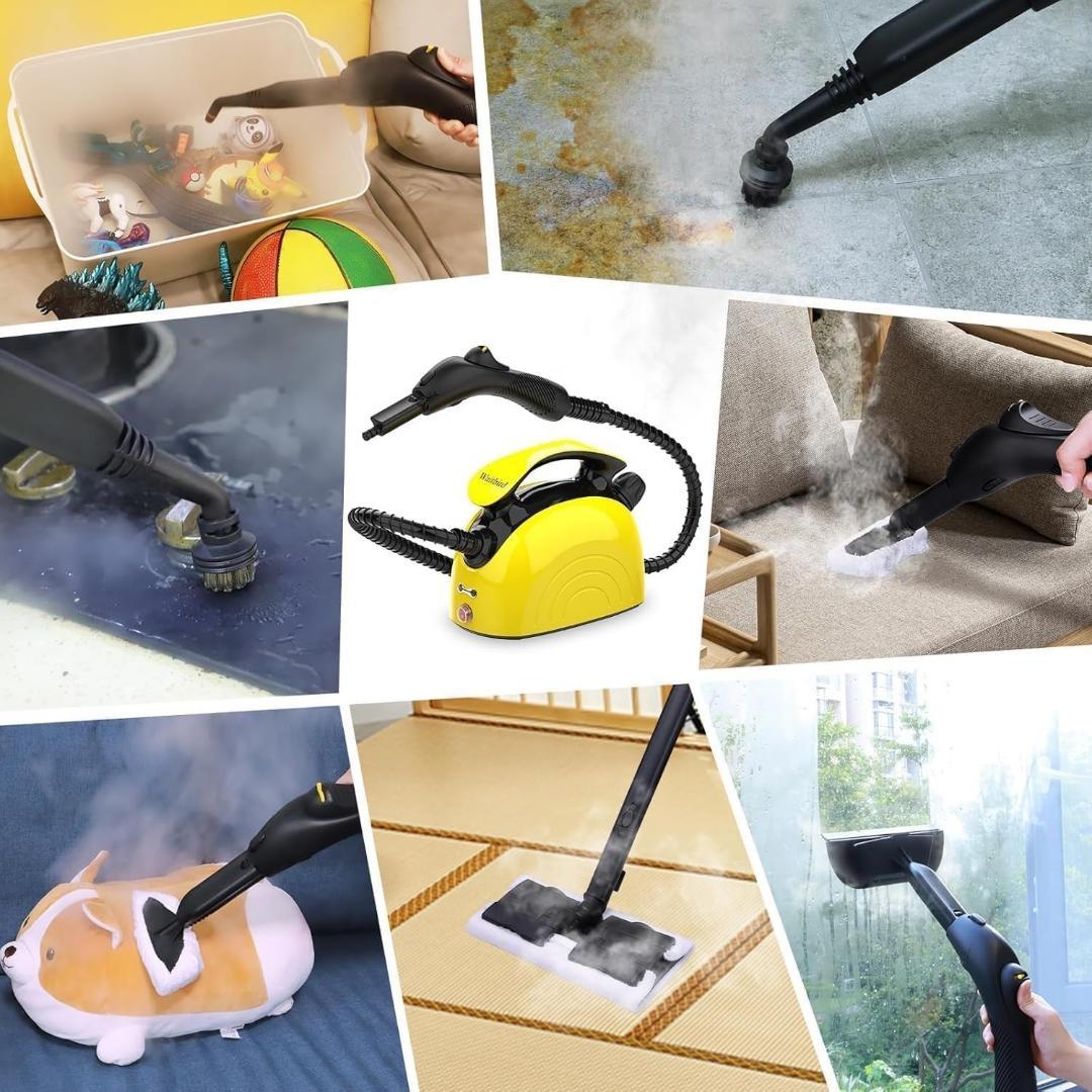 スチームクリーナー、21点付属品セット付き多機能スチームモップ。1.1リットル