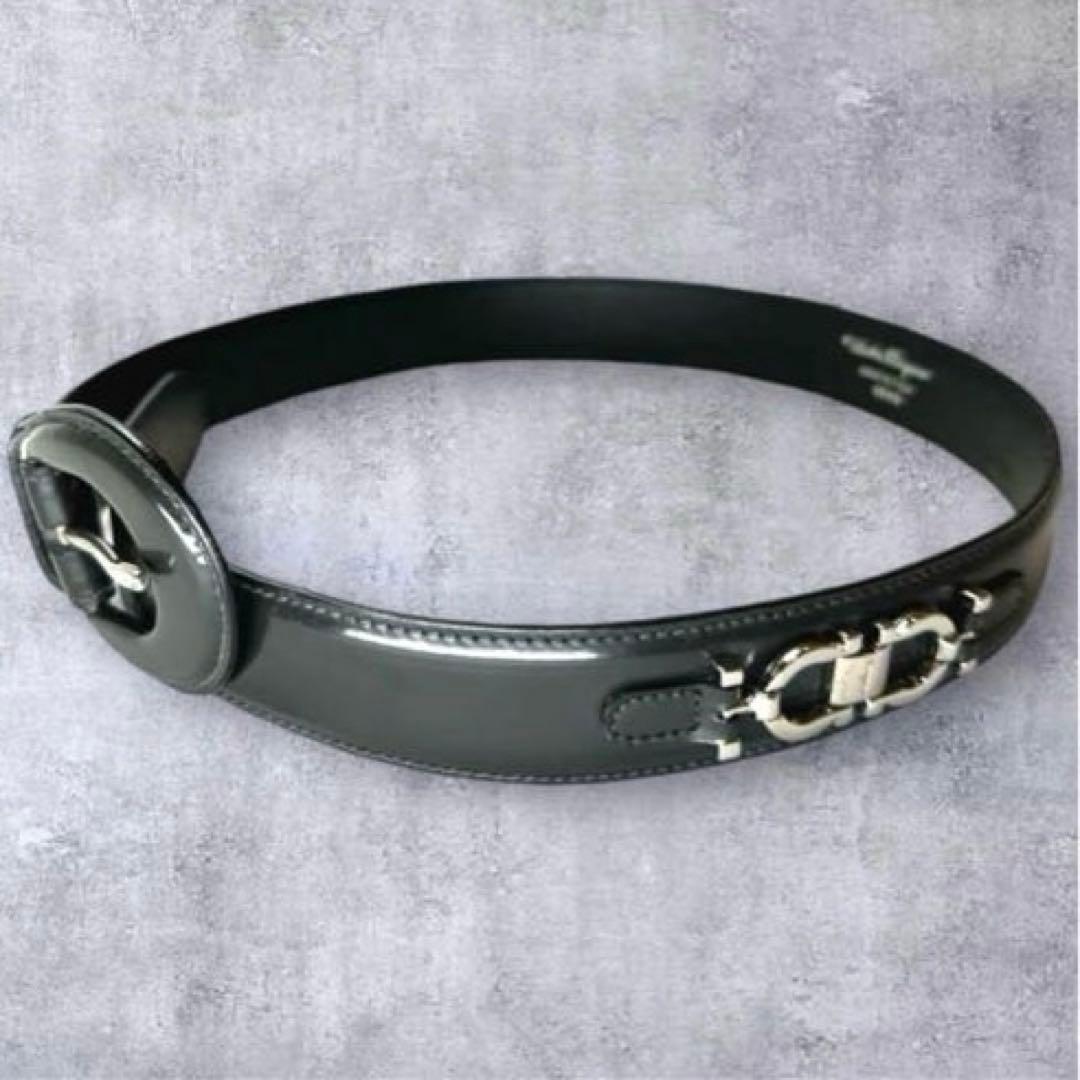 【サルバトーレフェラガモ】ダブルガンチーニ レザー ベルト シルバー金具　正規品