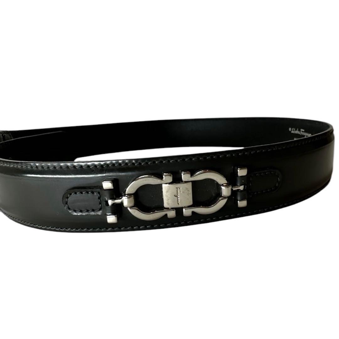 【サルバトーレフェラガモ】ダブルガンチーニ レザー ベルト シルバー金具　正規品