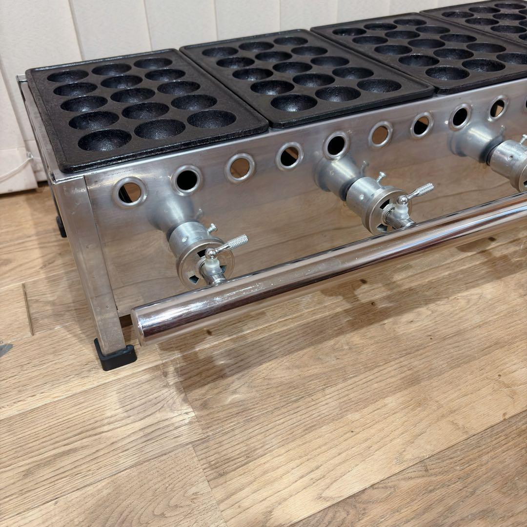 ②【良品】 IKK 業務用 たこ焼き器 154S プロパン 15穴×4連 鉄鋳物