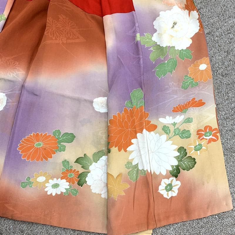 508aj2■ハーフ成人式 アンティーク着物&長襦袢 ジュニア 刺繍■良好