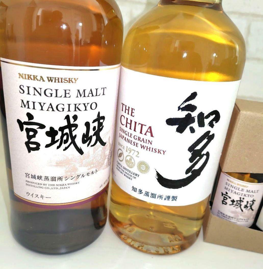 宮城峡 竹鶴 余市 ミニチュアボトル3本セット、宮城峡700ml 知多700ml