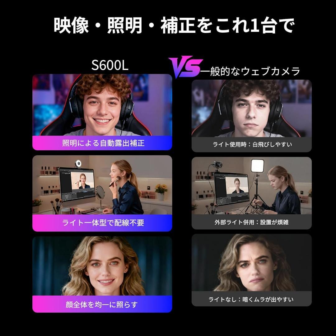 新品 EMEET S600L リングライト一体型Webカメラ