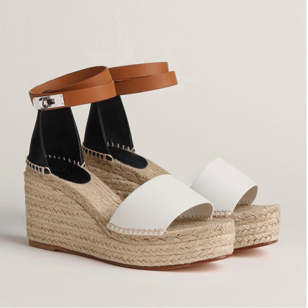 【美品】HERMÈS エルメス エスパドリーユ ウェッジサンダル 37付属品完備