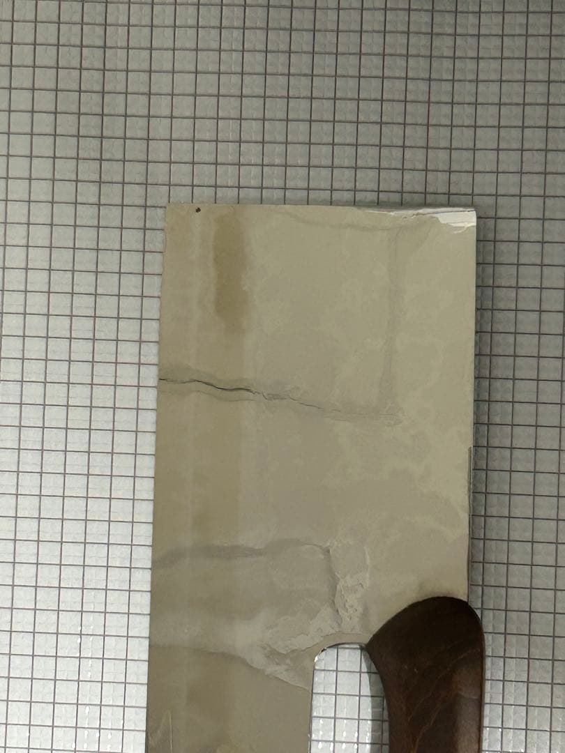 仙助 蕎麦包丁 ダマスカス 鏡面仕上げ 安来鋼青紙二号 330mm 檜茶色曲柄