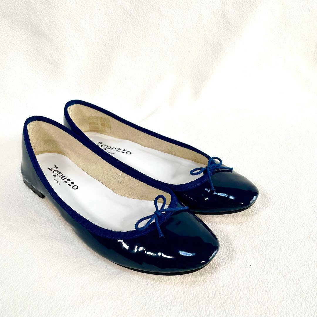 美品✨レペット フラット バレエシューズ エナメル ネイビー 40