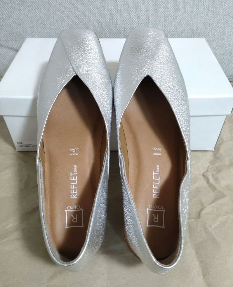 【美品】REFLET Jouir ローヒールパンプス シルバー 23cm